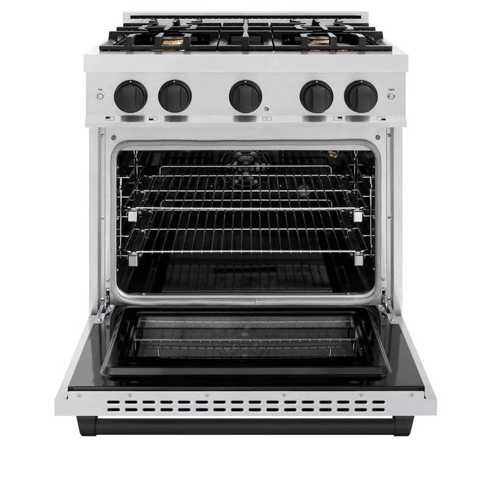 ZLINE 30" Select Gas Range Convection Gas Oven DuraSnow® Stainless Steel Matte Black HGRSZ-30-MB09K