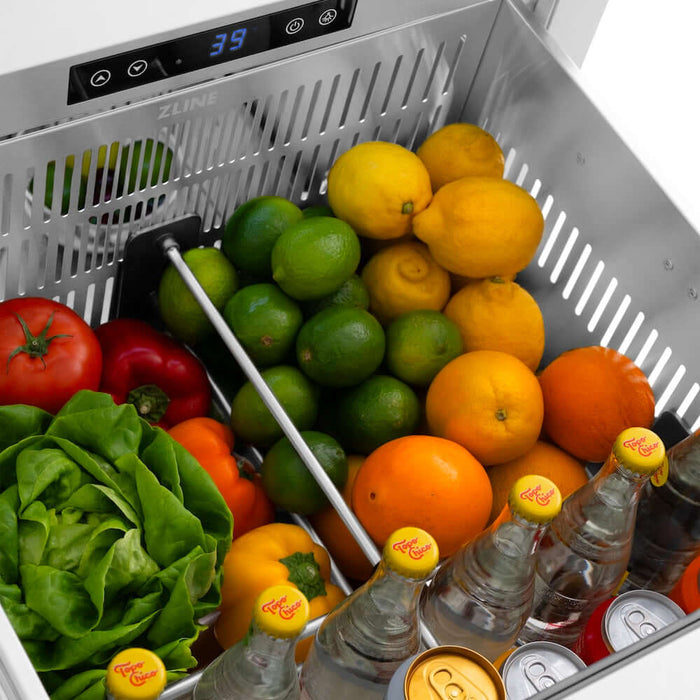 ZLINE 24" Touchstone 168 Can Outdoor-Rated Dual Refrigerator Drawer, Gold, RDSOZ-ST-24-G09K