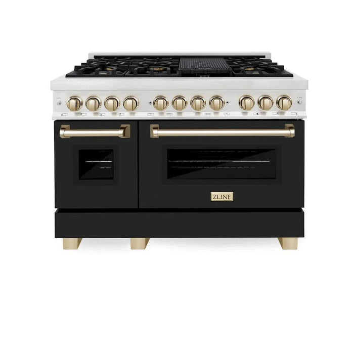 ZLINE 48" Autograph, Dual Fuel Range, Black Door, Bronze, RASZ-BLM-48-CB09K