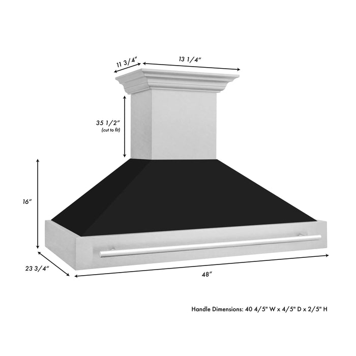 ZLINE 48" Autograph DuraSnow Black Matt Wall Range Hood 8654SNX-BLM-4809K