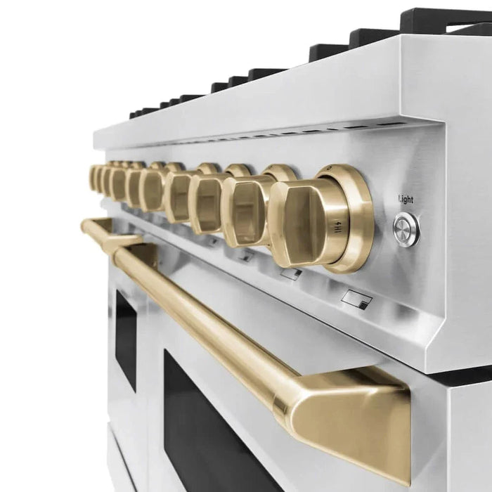 ZLINE 48" Classic Gas Range, Convection Gas Oven Stainless Steel, Champagne Bronze CGRZ-48-CB09K