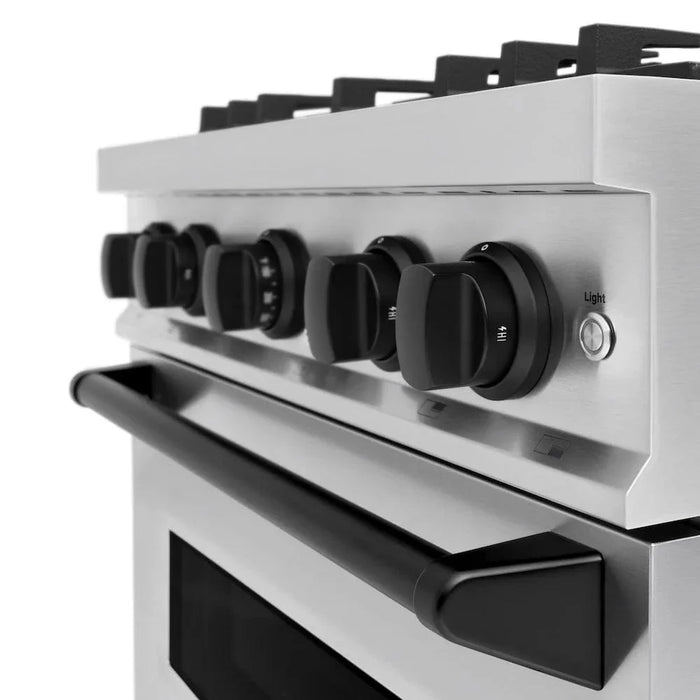 ZLINE 30" Dual Fuel Range, Gas Cooktop, Electric Convection Oven Stainless Steel, Matte Black CDRZ-30-MB09K