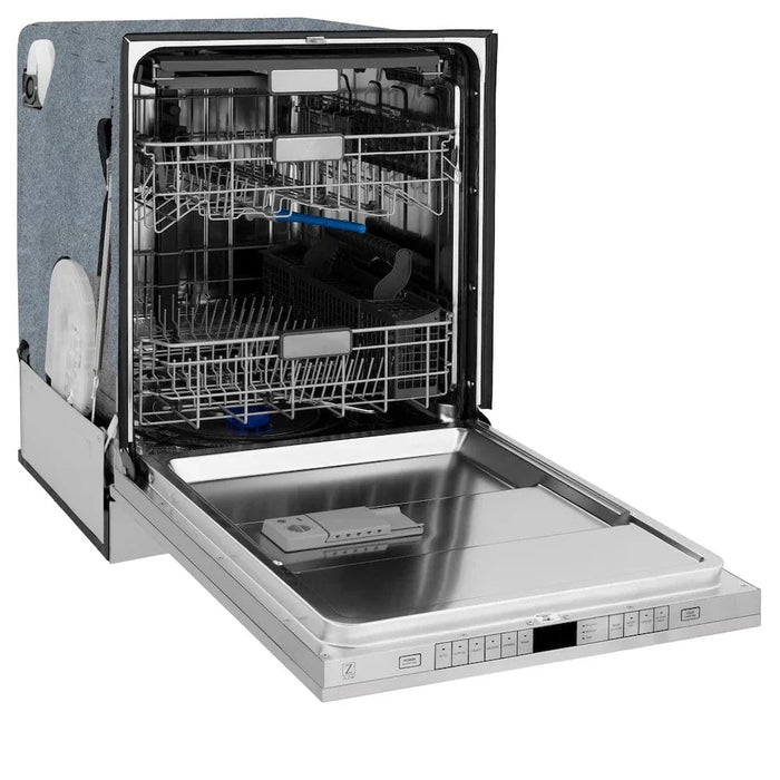 ZLINE Autograph Edition 24" Tall Tub Dishwasher, Custom Panel Ready, Champagne Bronze Handle DWMTZ-24-CB09K