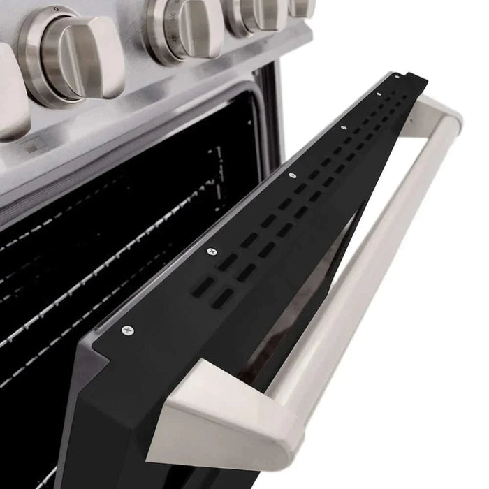 ZLINE 36" Classic Gas Range, Convection Gas Oven DuraSnow® Stainless Steel, Black Matte Door CGRS-BLM-3609K