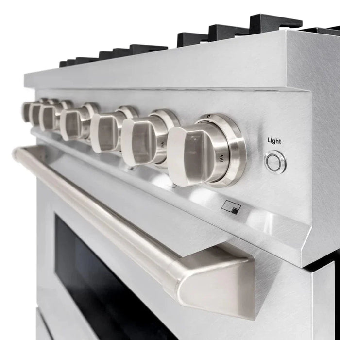 ZLINE 36" Dual Fuel Range, Gas Cooktop, Electric Convection Oven DuraSnow® Stainless Steel, CDRS-3609K