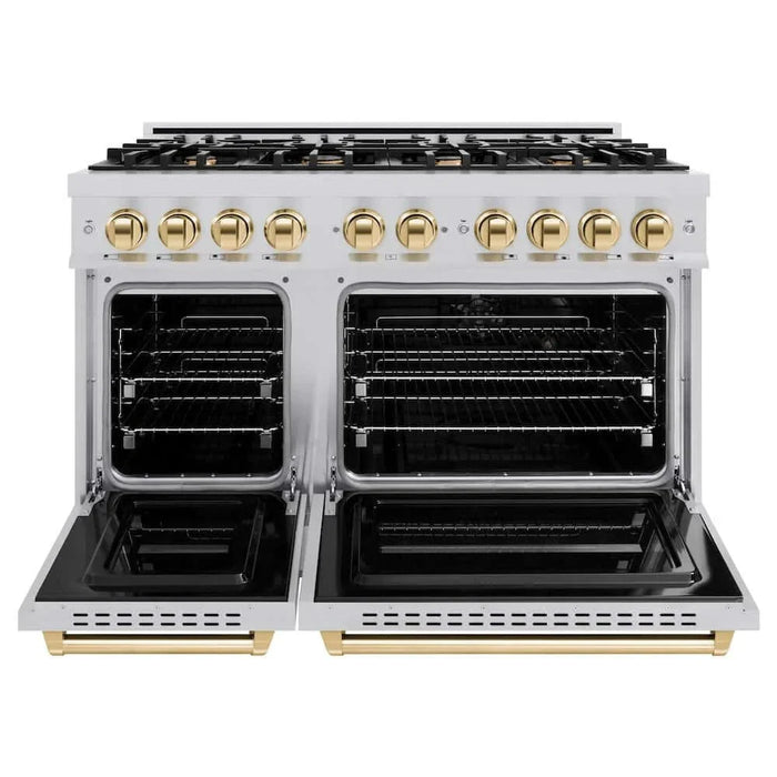 ZLINE 48" Dual Fuel Range, Gas Cooktop, Electric Convection Oven Stainless Steel, Gold CDRZ-48-G09K