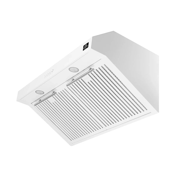 Forno Espresso Package - 30" Electric Range and Range Hood in White with Silver Handles  FBDL-002-03US09K