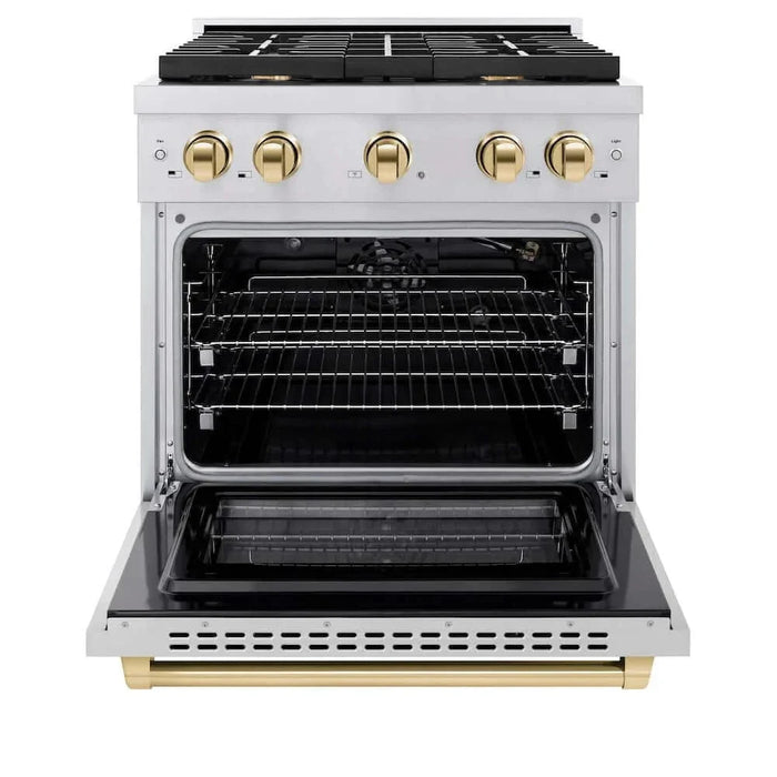 ZLINE 30 " Gas Range, Convection Oven Stainless Steel, Gold , SGRZ-30-G09K