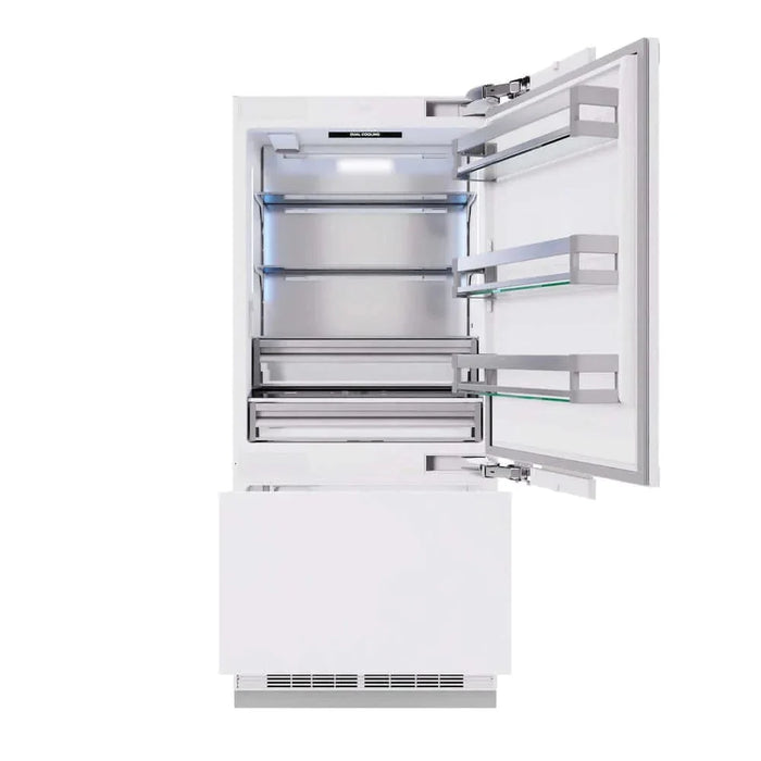 ZLINE 36" Panel Ready Built-In Bottom Freezer Refrigerator,Water Dispenser, Ice Maker, Champagne Bronze RBITZ-36-CB09K