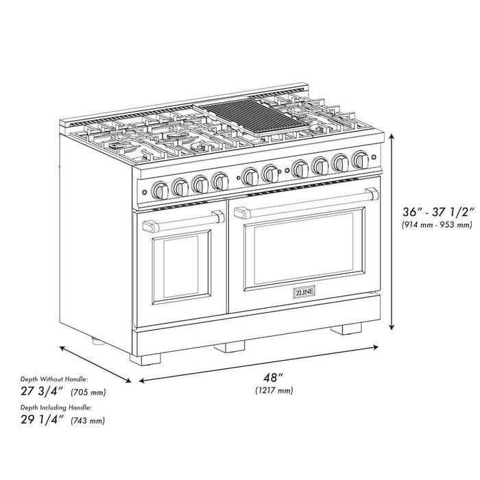 ZLINE 48" Select Dual Fuel Range Gas Cooktop Electric Convection Oven Black Stainless Steel HDRB-4809K