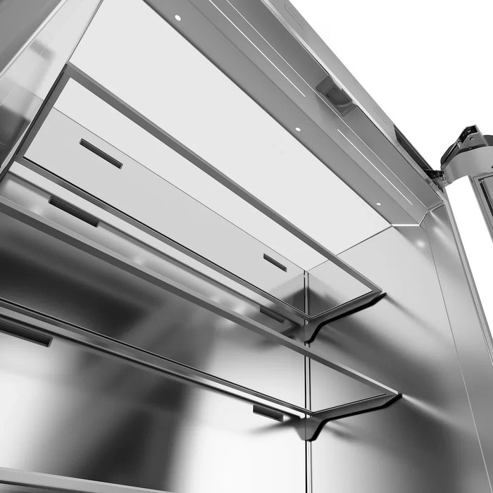 ZLINE 36" French Door Built-In Bottom Freezer Refrigerator, Water Dispenser, Ice Maker, White Matte, Stainless Steel, Accents SRBIVZ-WM-36-CB09K