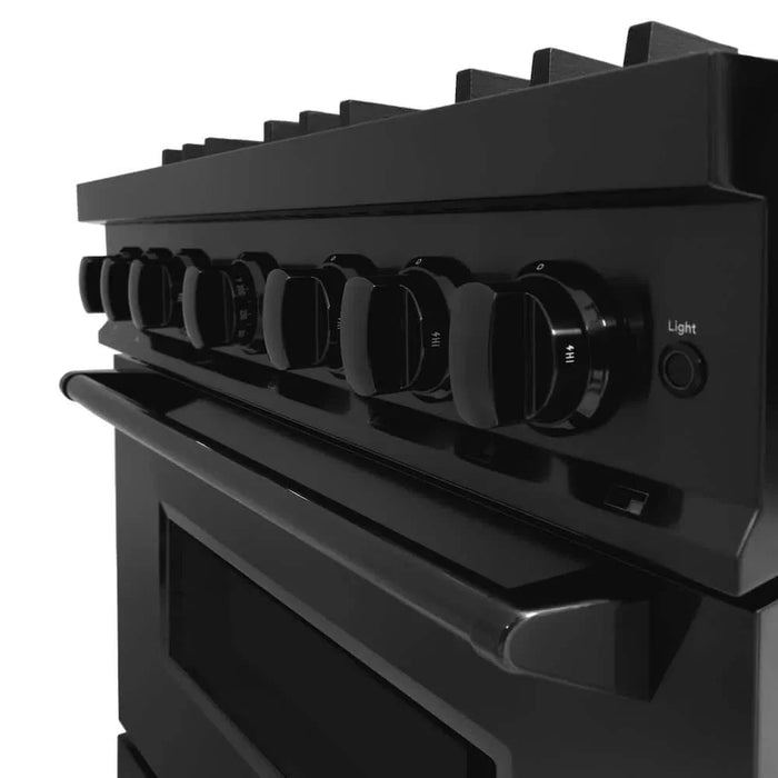 ZLINE 36" Dual Fuel Range, Gas Cooktop, Electric Convection Oven Black Stainless Steel, CDRB-3609K