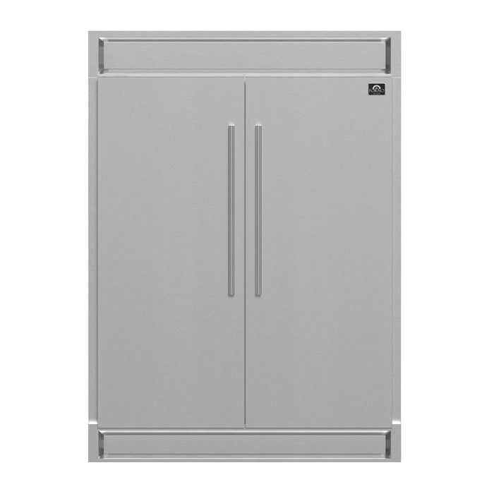 Forno Appliance Package - 48" Gas Range, Wall Mount Range Hood, 60" Refrigerator with Modern Grill Trim FBDL-019-07CAUS09K