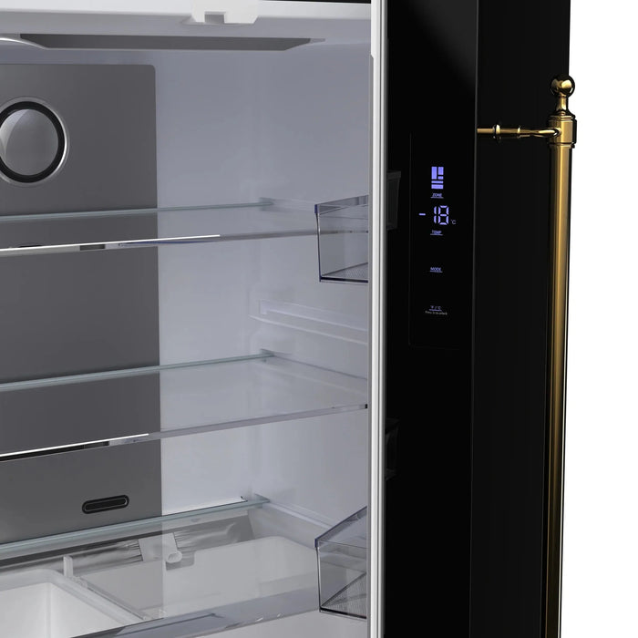 Forno Luigi 33" French Door Refrigerator, Black, Antique Brass, FFFFD1791-33BLK09K