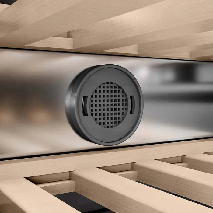 ZLINE 24"Triple Zone 100 Bottle Column Wine Cooler, White Matte Stainless Steel Polished Gold RCWVZ-WM-24-G09K