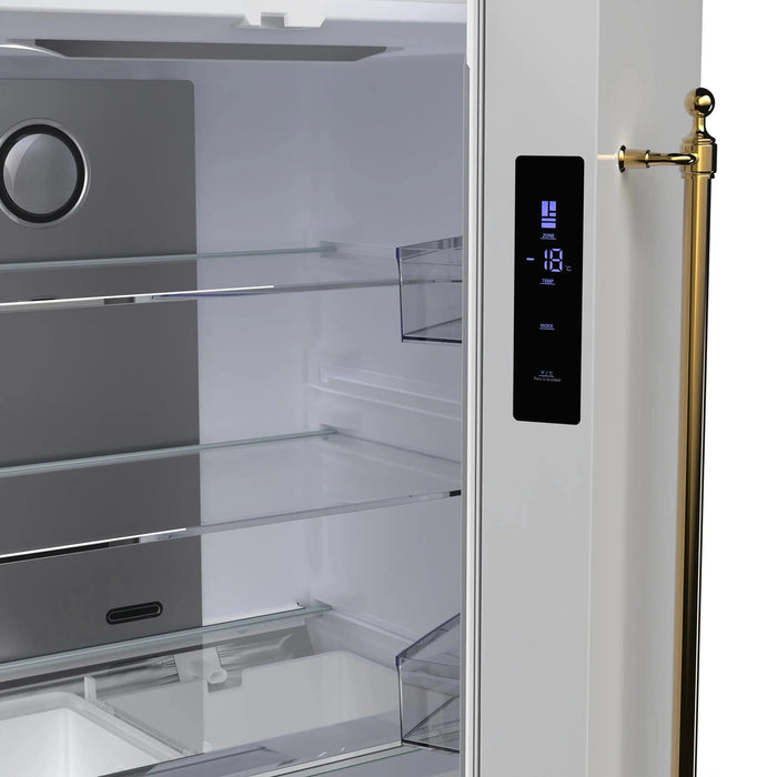 Forno Luigi 33" French Door Refrigerator, White, Antique Brass, FFFFD1791-33WHT09K