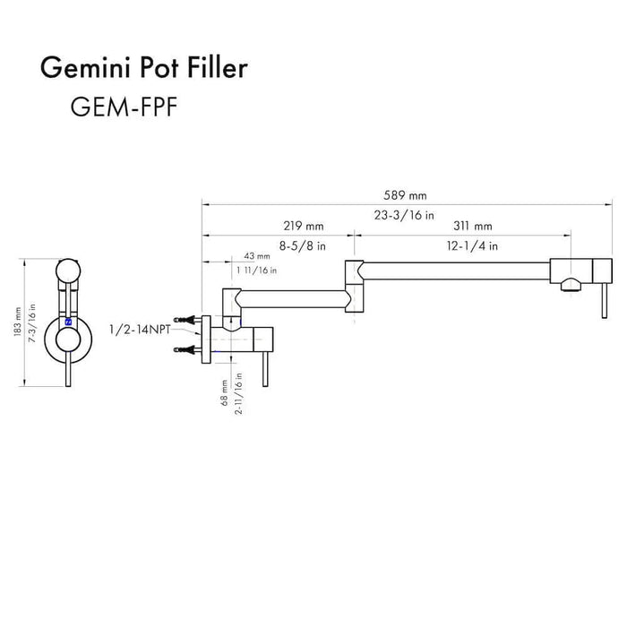 ZLINE Gemini Pot Filler GEM-FPF-Z09K