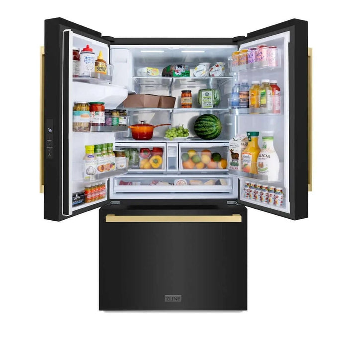 ZLINE 36" Refrigerator, Water, Ice Dispenser, Black Stainless, RSMZ-W36-BS-FCB09K