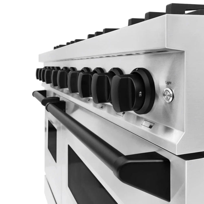 ZLINE 48" Dual Fuel Range, Gas Cooktop, Electric Convection Oven Stainless Steel, Matte Black CDRZ-48-MB09K