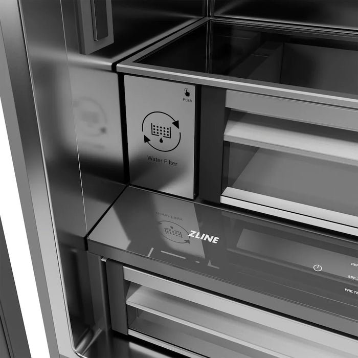 ZLINE 36" French Door Built-In Bottom Freezer Refrigerator, Water Dispenser, Ice Maker SRBIV-BS-3609K