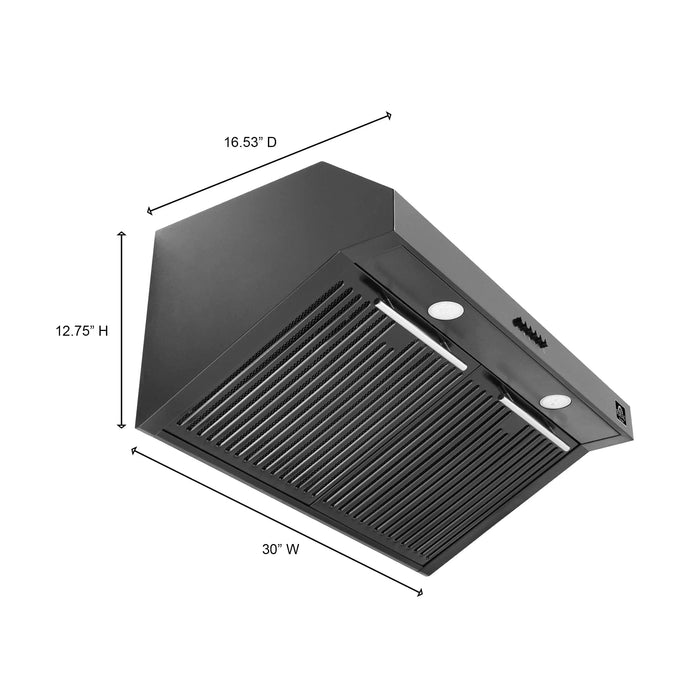 FORNO Espresso Bari 30" 400 CFM Under Cabinet Range Hood FRHUC5255-30BLK09K