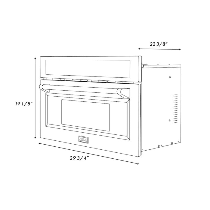 ZLINE Autograph Edition 30" Built-in Convection Microwave Oven, Stainless Steel, Helix Handle MWOZ-30-KCB09K