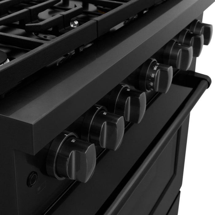 ZLINE 36"Paramount Dual Fuel Range Black Stainless Steel, SDRB-3609K