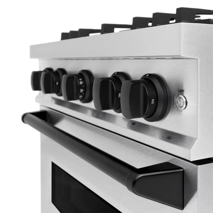ZLINE 30"Classic Gas Range, Convection Gas Oven, DuraSnow® Stainless Steel, Matte Black CGRSZ-30-MB09K