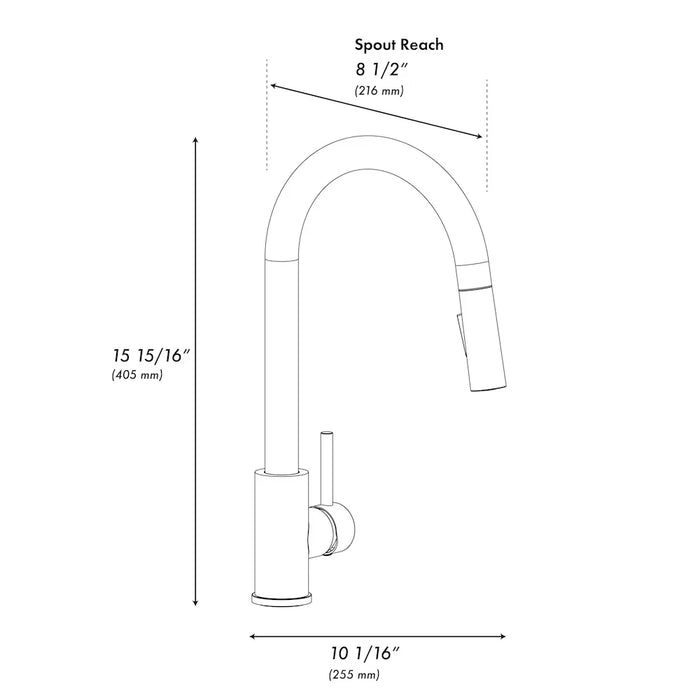 ZLINE Rubicon Pull Down Single Handle Kitchen Faucet, RBCN1-KF-BN09K