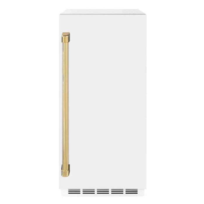 ZLINE Autograph Edition 15 " Touchstone Clear Cube Ice Maker, Drain Pump, White Matte Door, Accents ICCDZ-WM-15-CB09K
