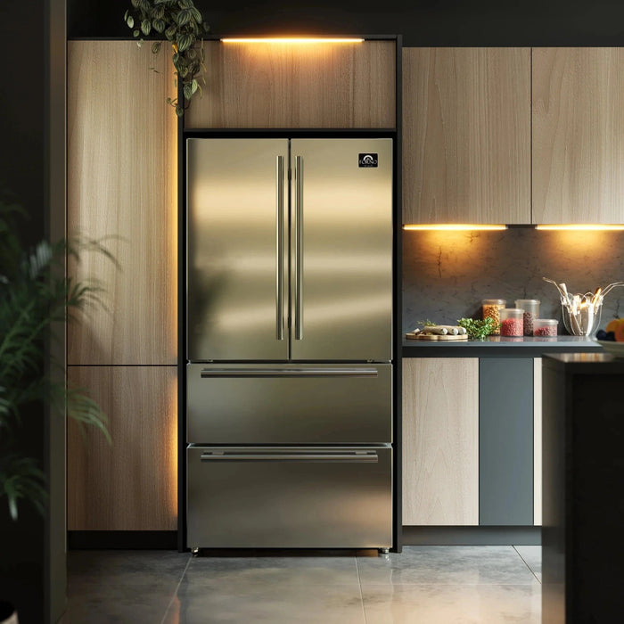 Forno Appliance Package - 36" Gas Range, Dishwasher, 36" Refrigerator FBDL-004-01CAUS09K