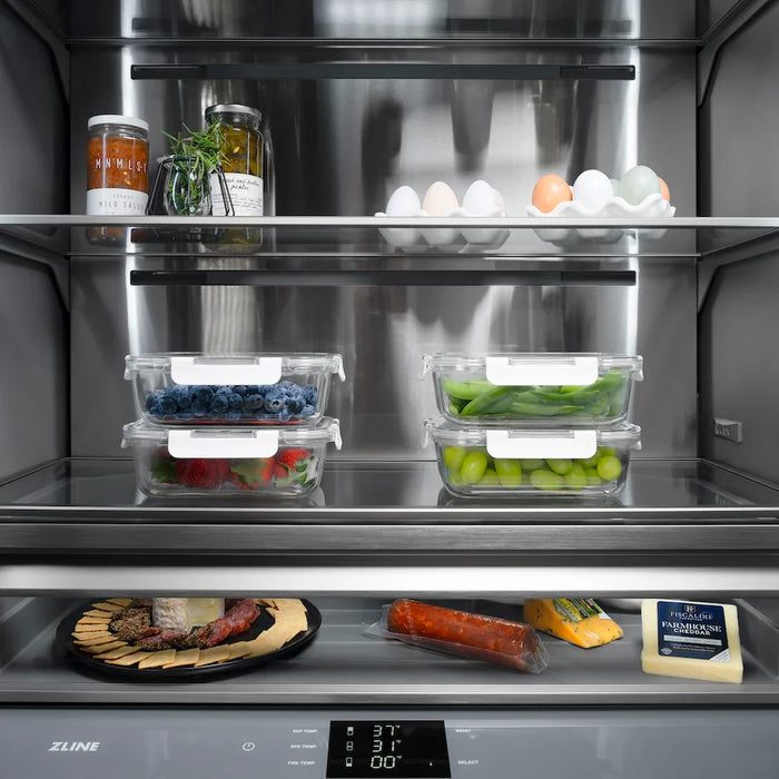 ZLINE 30" Panel Ready Built-In Bottom Freezer Refrigerator, Water Dispenser, Ice Maker, Graphite Gray Interior GRBIV-3009K