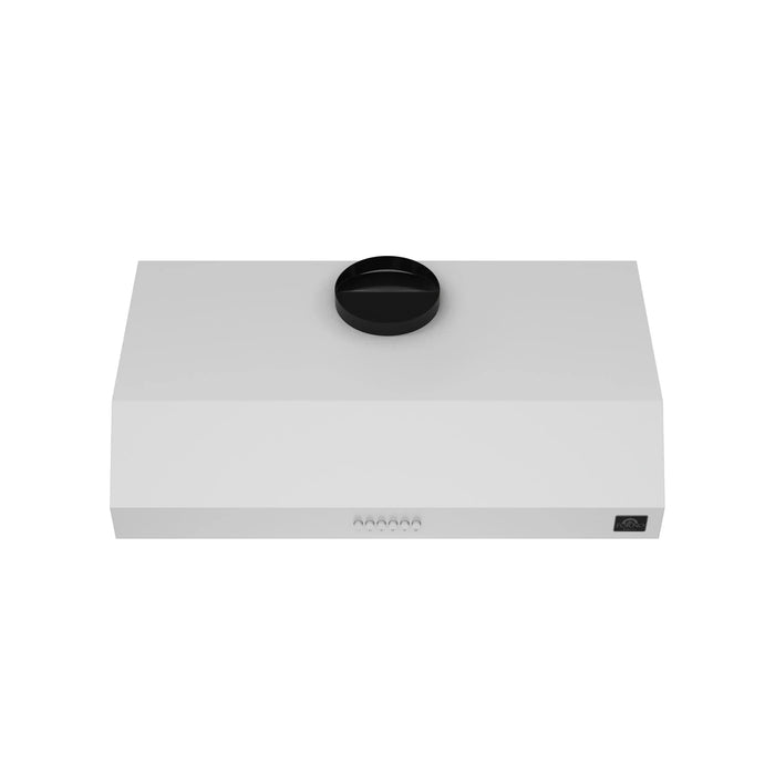 Forno Espresso Package - 30" Electric Range, Range Hood and Refrigerator in White with Silver Handles, FBDL-001-03US09K