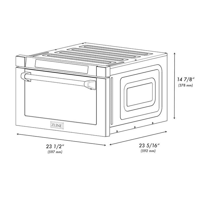 ZLINE Autograph Edition 24" Built-in Microwave Drawer, Stainless Steel, Helix Handle MWDZ-1-H-KCB09K