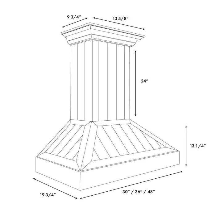 ZLINE 36" Wooded Shiplap Bright White Finish Wall Range Hood KPWW-3609K