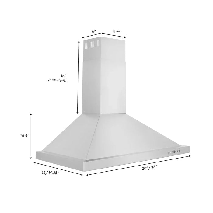 ZLINE 36" Bundle Range RA-RG-36 & Wall Range Hood KB-36, 2KP-RARGRH3609K