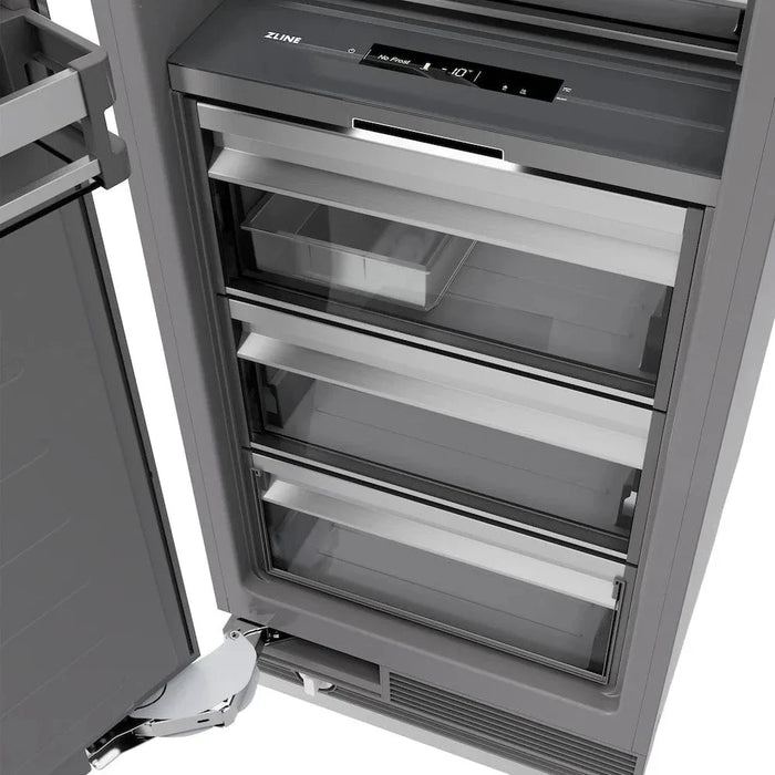 ZLINE 18" Right Hinge Column Freezer White Matte Stainless Steel, Graphite Gray Interior Matte Black RCFVRZ-WM-18-MB09K