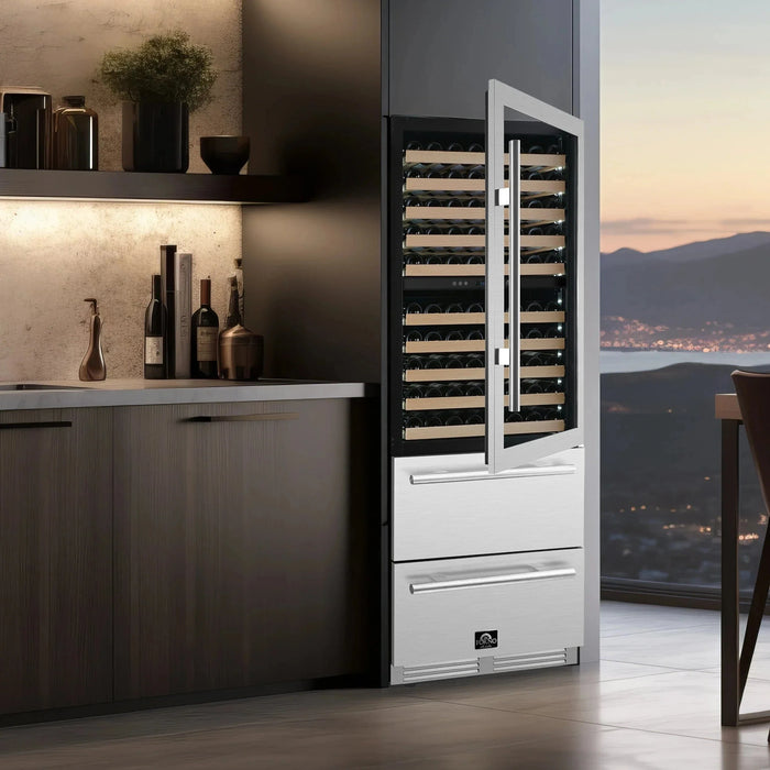 FORNO Celano 30" 150 Bottle and 252 Can Dual Zone Wine Cooler FWCDR6697-30S09K
