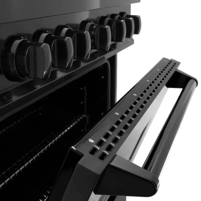 ZLINE 36" Dual Fuel Range, Gas Cooktop, Electric Convection Oven Black Stainless Steel, CDRB-3609K