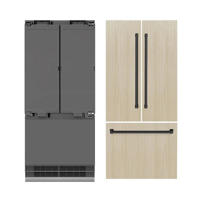 ZLINE 36" Panel Ready Built-In Bottom Freezer Refrigerator,Water Dispenser, Ice Maker,Graphite Gray, Matte Black GRBIVZ-36-MB09K