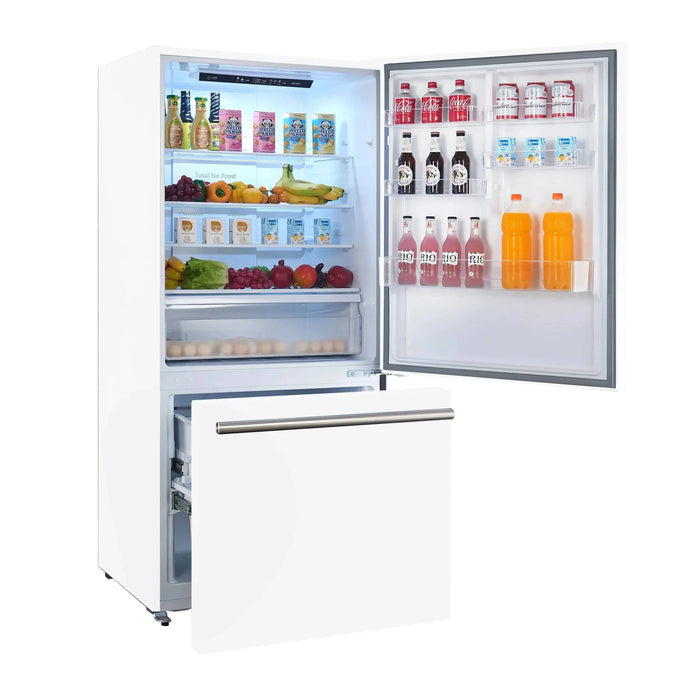 Forno Espresso Package - 30" Electric Range and Refrigerator in White with Silver Handles FBDL-003-03US09K