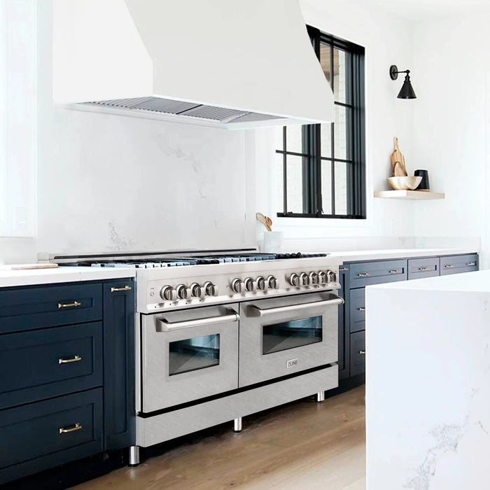 ZLINE 60" Professional Dual Fuel Range with Snow Finish Door, RA-SN-6009K
