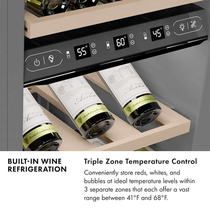 ZLINE 18"Triple Zone 68 Bottle Right Hinge Column Wine Cooler, Stainless Steel Matte Black RCWVRZ-30418-MB09K