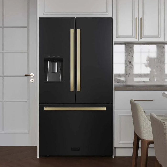 ZLINE 36" Refrigerator, Water, Ice Dispenser, Black Stainless, RSMZ-W36-BS-FCB09K