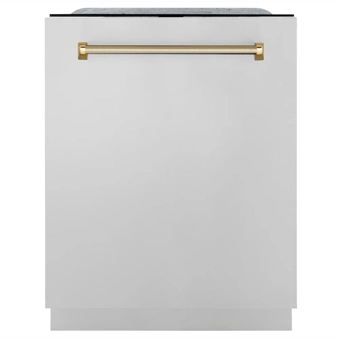 ZLINE Autograph Edition 24" Monument Series Dishwasher, Stainless Steel, Helix Handle DWMTZ-30424-KCB09K