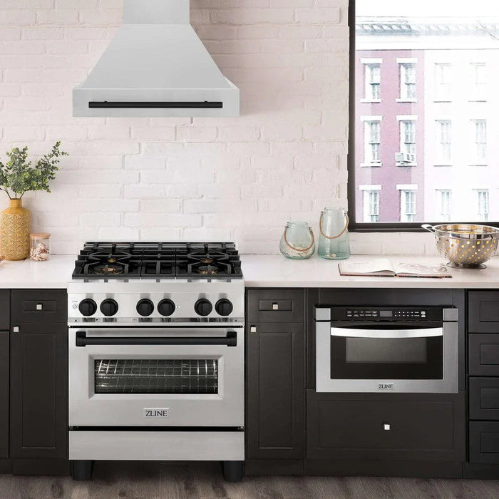 ZLINE 30" Autograph Stainless Wall Range Hood, White, 8654STZ-30-MB09K