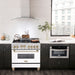 ZLINE 36" Autograph Gas Range, DuraSnow, White Door, Gold RGSZ-WM-36-G - Farmhouse Kitchen and Bath