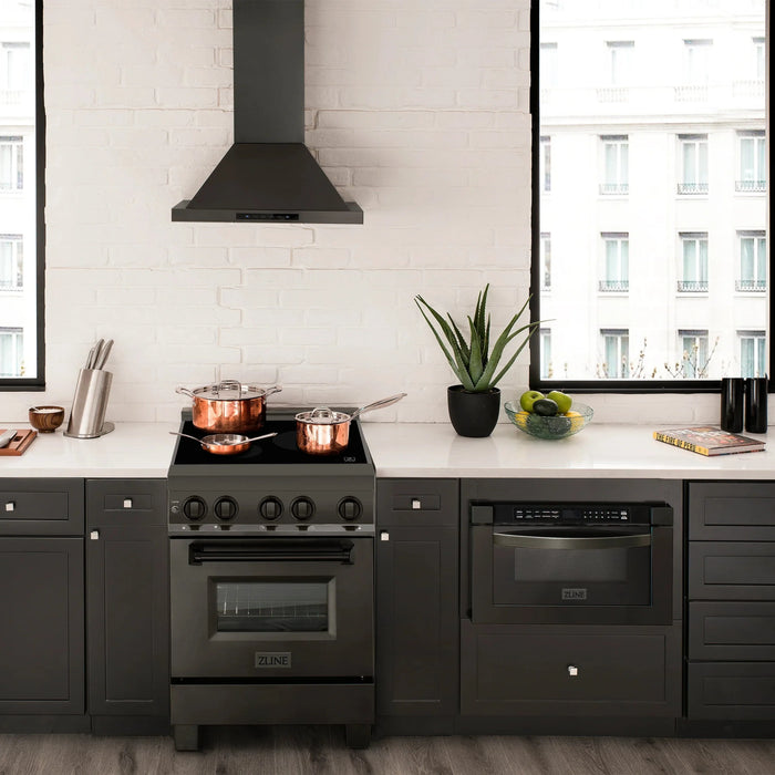 ZLINE 24" 2.8 cu. ft. Induction Range with a 3 Element Stove and Electric Oven in Black Stainless Steel RAIND-BS-24 - Farmhouse Kitchen and Bath