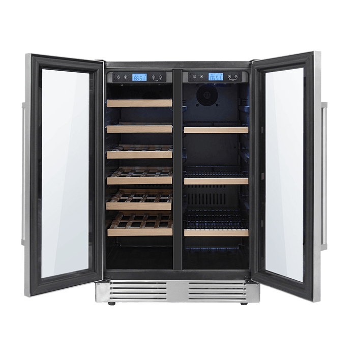 THOR 24 Inch French Door Wine and Beverage Center, 21 Wine Bottle Capacity and 95 Can Capacity  TBC2401DI - Farmhouse Kitchen and Bath