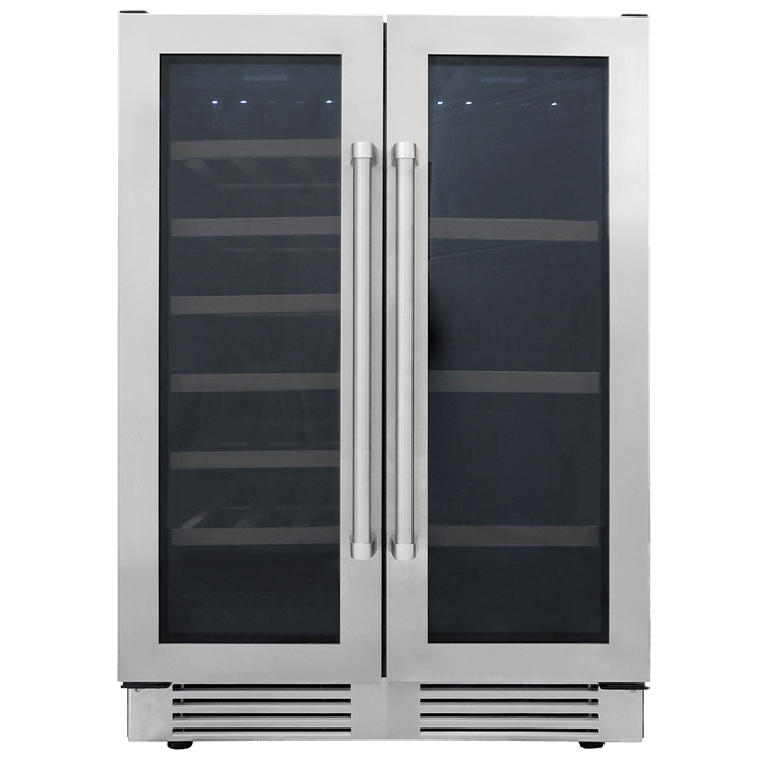 THOR 24 Inch French Door Wine and Beverage Center, 21 Wine Bottle Capacity and 95 Can Capacity  TBC2401DI - Farmhouse Kitchen and Bath